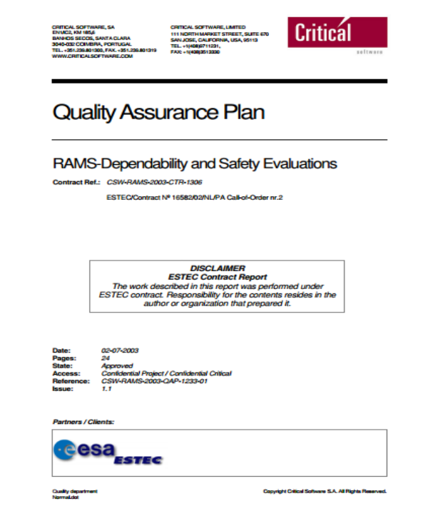 quality assurance plan template