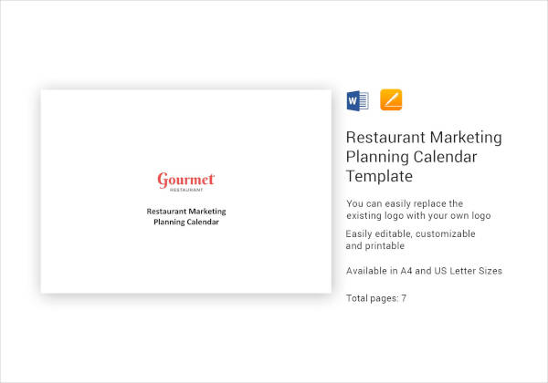 3+ Restaurant Marketing Planning Calendar Templates - PDF, Word
