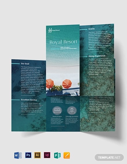 royal resort tri fold brochure template