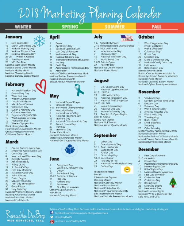 sample 2018 marketing plan calendar 11