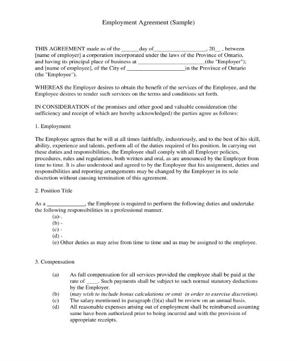 sample employment contract 1