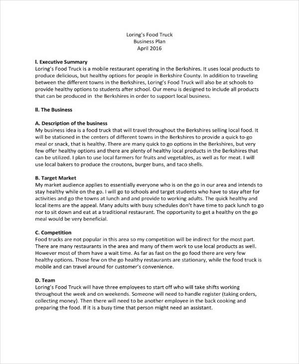 4 + Food Truck Business Plan Templates PDF, Google Docs, MS Word