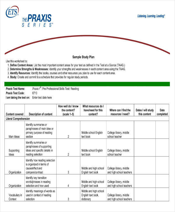 6 Sample Study Plan Templates PDF PSD AI InDesign