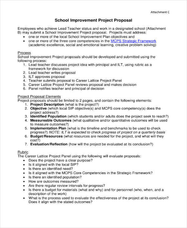 9 School Project Proposal Templates PDF Word   School Improvement Project Proposal 