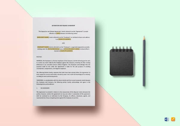 separation and release agreement template