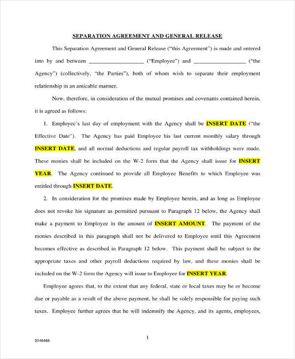 separation and release agreement template1