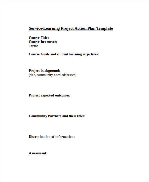 service learning project action plan