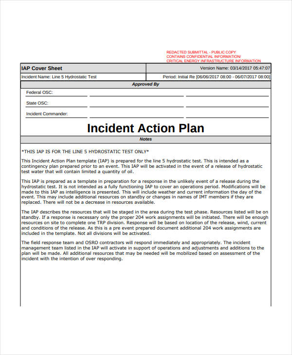 9 Incident Action Plan Templates PDF Word