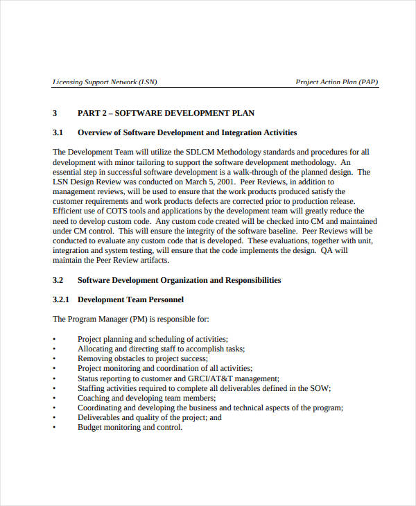 software development project action plan