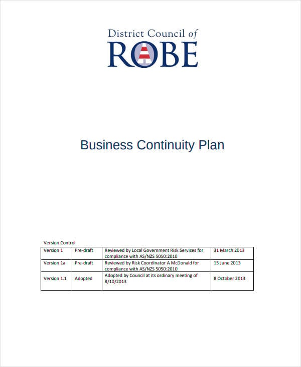 standard business continuity plan