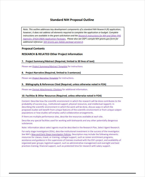 standard proposal outline