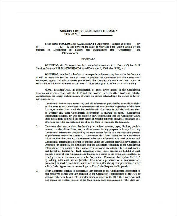 state audit confidentiality agreement