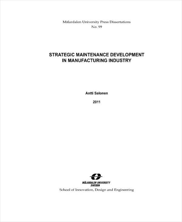 strategic maintenance development plan