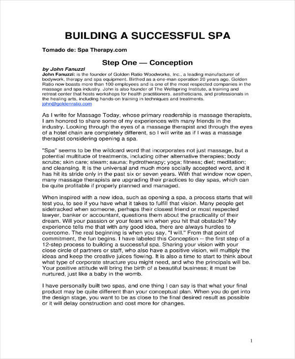massage therapy business plan objectives