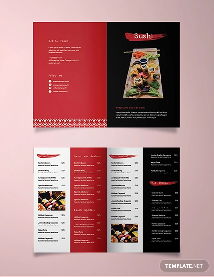 Restaurant Takeaway Food Menu Leisure Price List A4 Leaflet Design Half/Z fold 