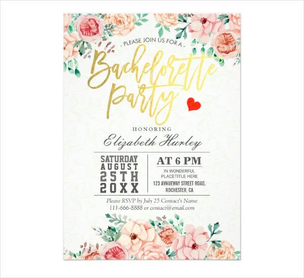 watercolor floral bachelorette party invitation