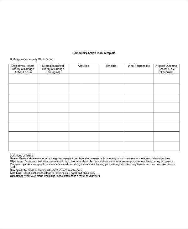 work group community action plan template