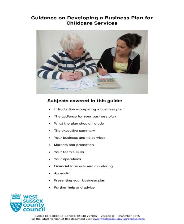 childcare business plan example