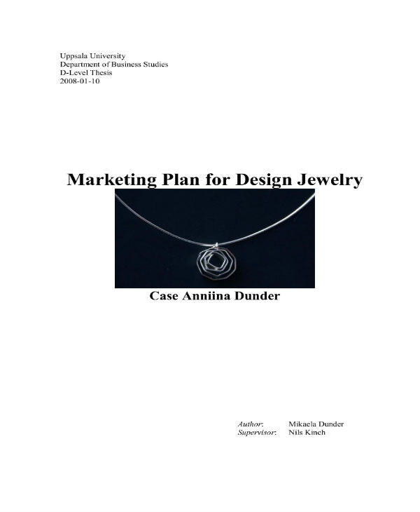 jewellery business plan examples