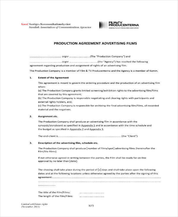 10+ Film Production Contract Templates - PDF, Word