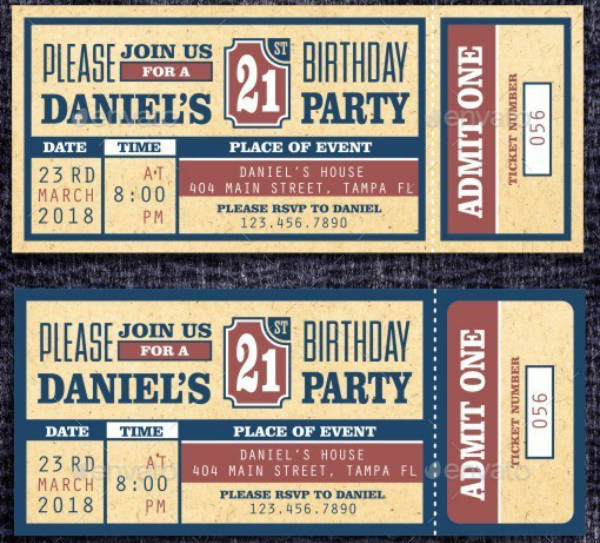 birthday party ticket invitation template