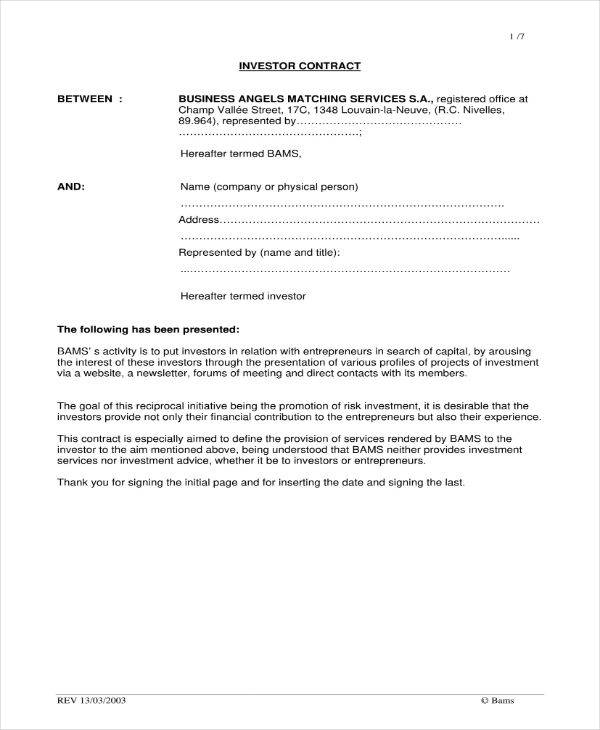 6  Small Business Investment Agreement Templates PDF Word Apple Pages