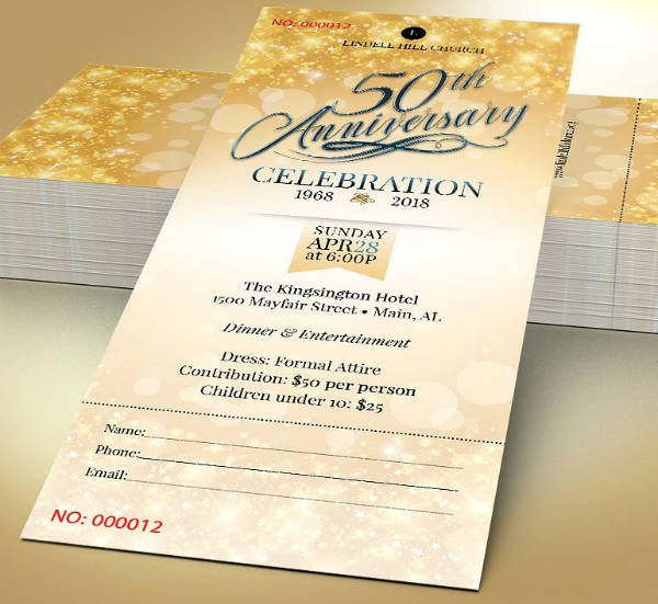 church golden anniversary ticket template