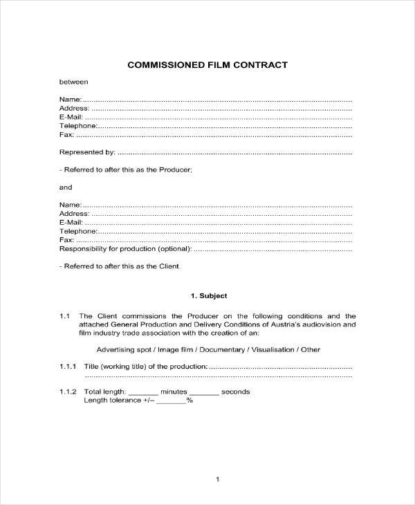 contract partnership pdf of Templates Production Free Word Contract  PDF,   7 Film