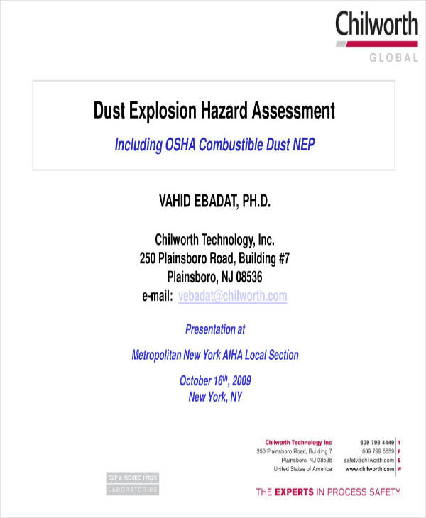 dust explosion hazard analysis