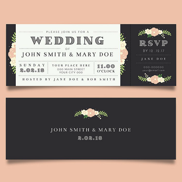 25+ Wedding Invitation Ticket Designs & Templates PSD, AI