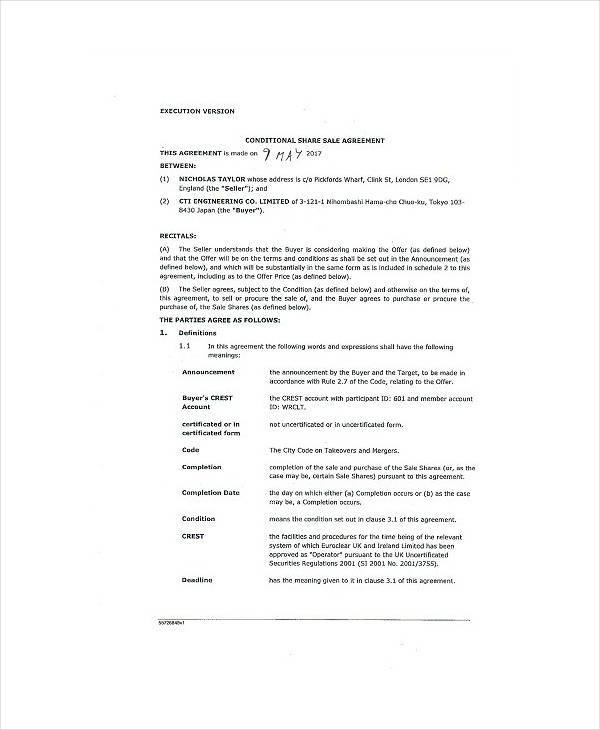 11+ Conditional Sale Agreement Templates PDF, Docs