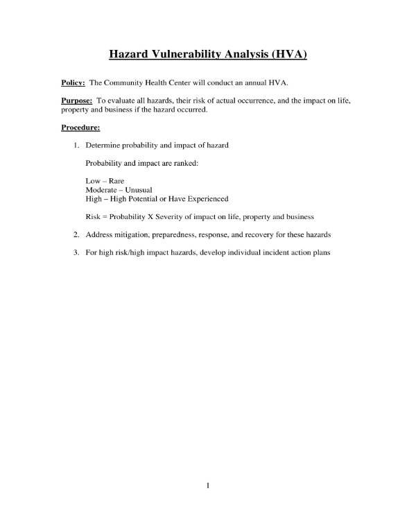 5+ Hazard Vulnerability Analysis Templates PDF