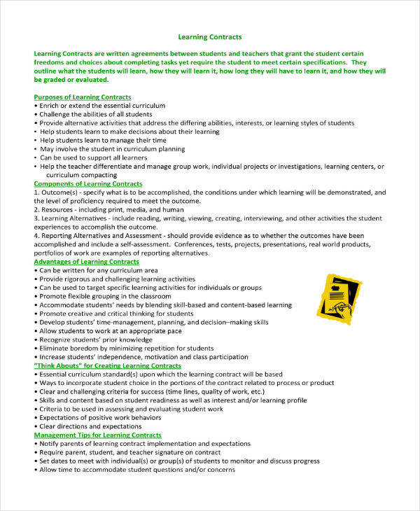 9+ Student Learning Contract Templates PDF, Word, Google Docs,