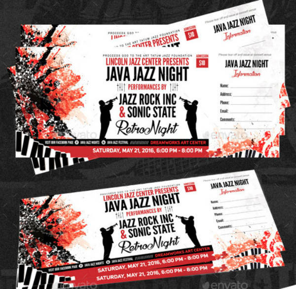night music concert live ticket template