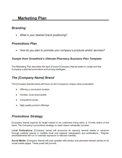 pharmacy business marketing plan template