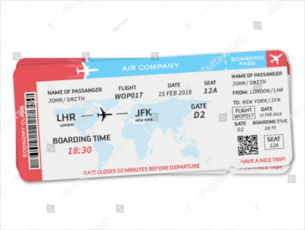 plane boarding ticket sample template
