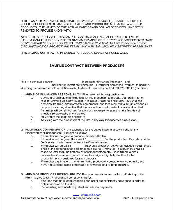 10+ Film Production Contract Templates - PDF, Word