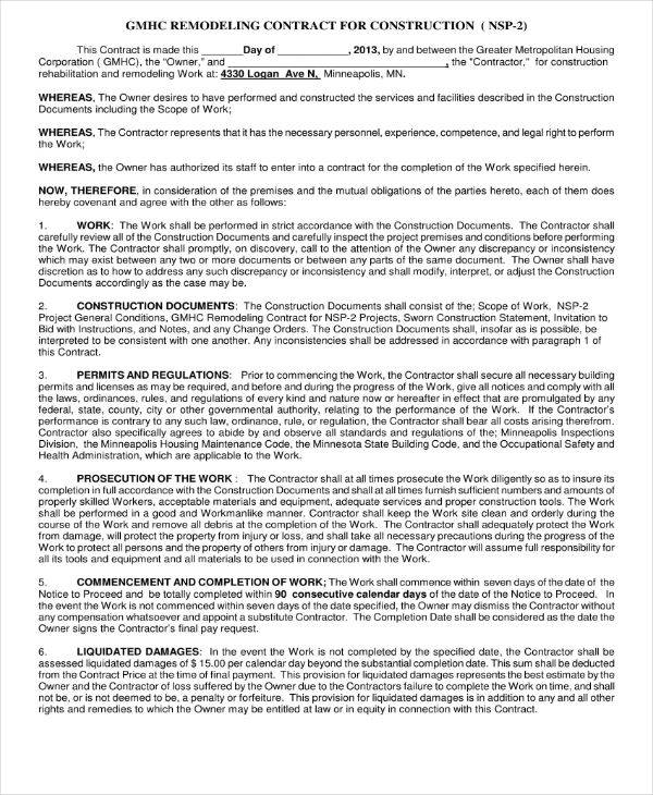 4+ Bathroom Renovation Contract Templates PDF