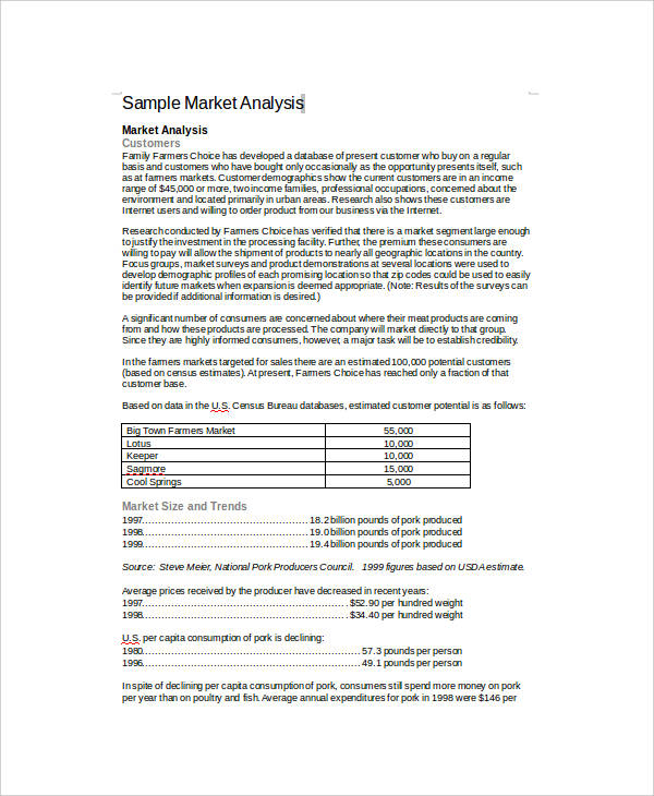 sample product market analysis in doc
