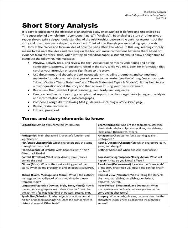 analysis essay of a short story