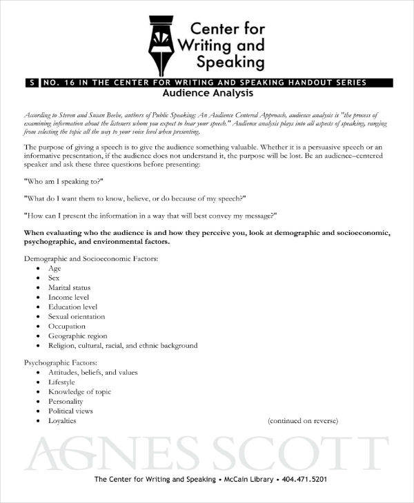 speech analysis template