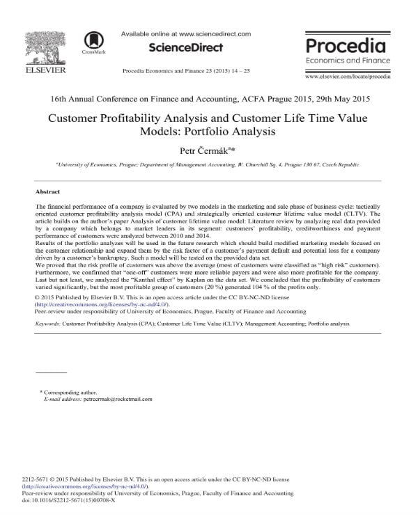 simple customer profitability analysis