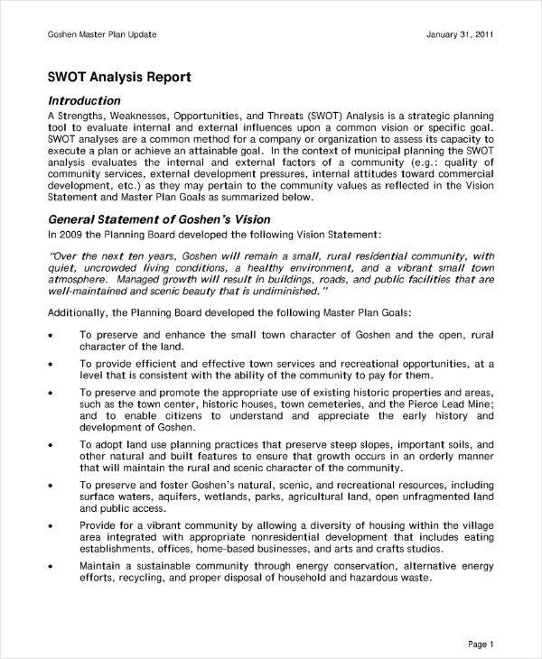 strategic swot analysis report