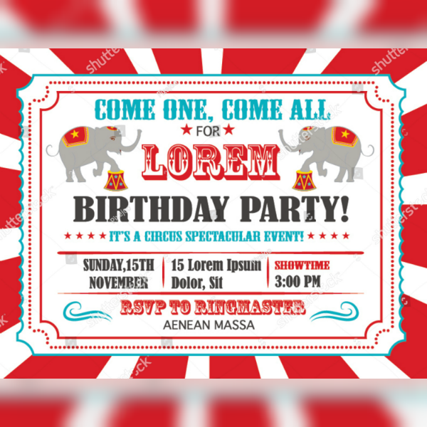 striped carnival birthday event invitation