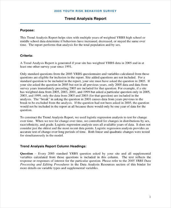 trend analysis report documentation