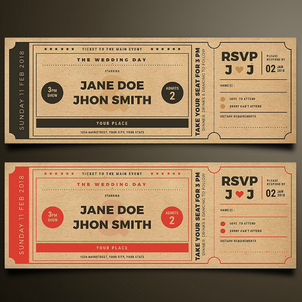 vintage movie ticket invitation template