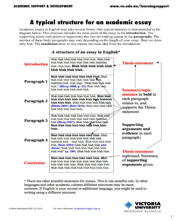 Essay writing structure example