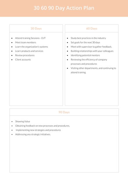 30 60 90 Day Action Plan Sample