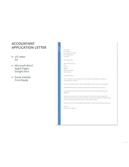 accountant application letter template