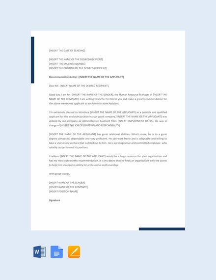 administrative-assistant-recommendation-letter-template